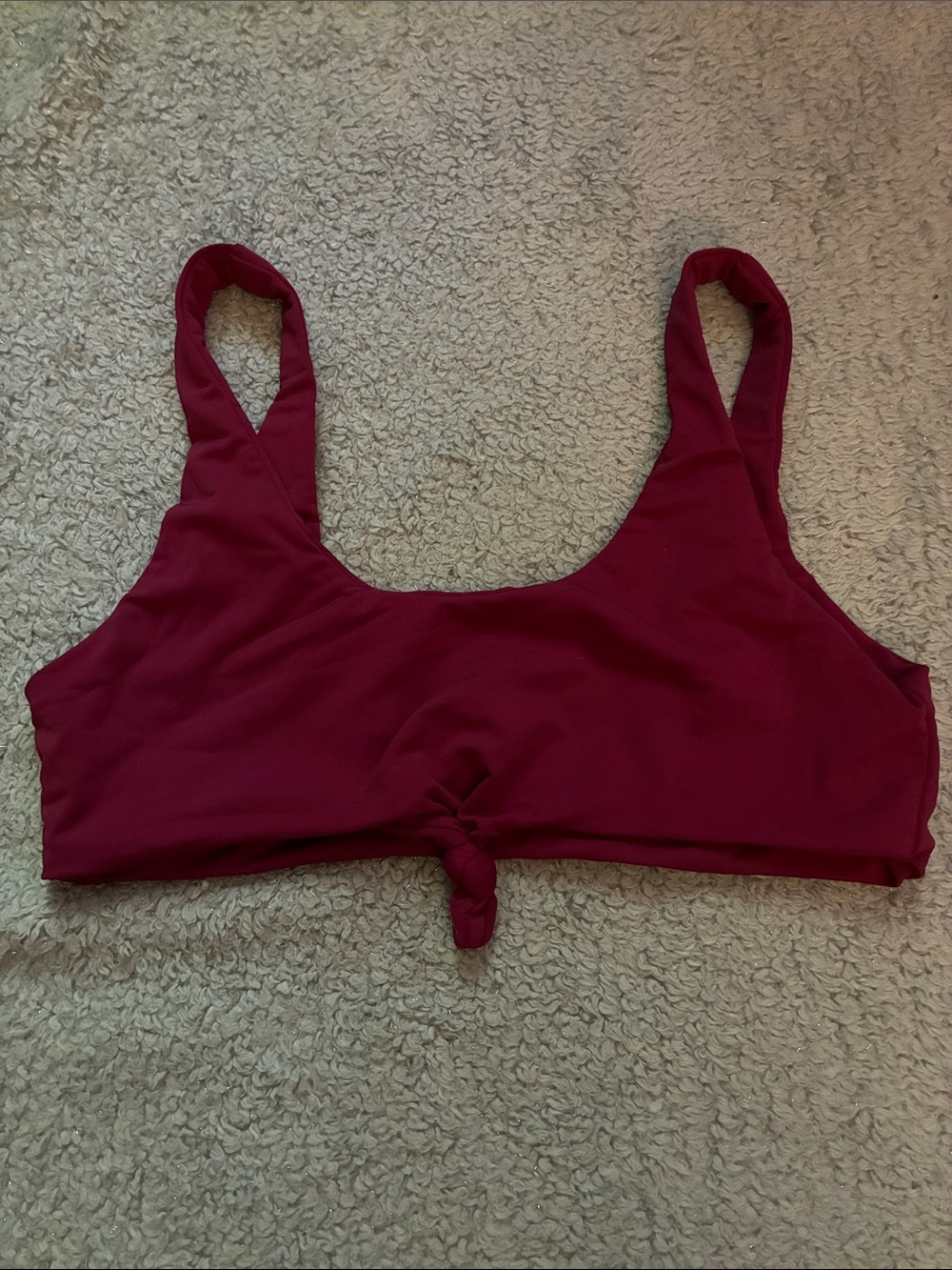 Knot Front Bathing Suit Top - Burgundy